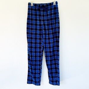 Men’s blue flannel plaid print fleece pajama pants size small